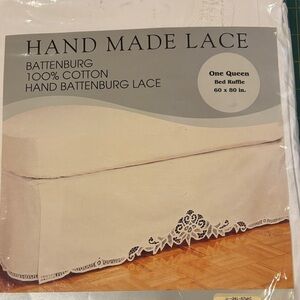 NWT vintage Battenburg lace queen size dust ruffle